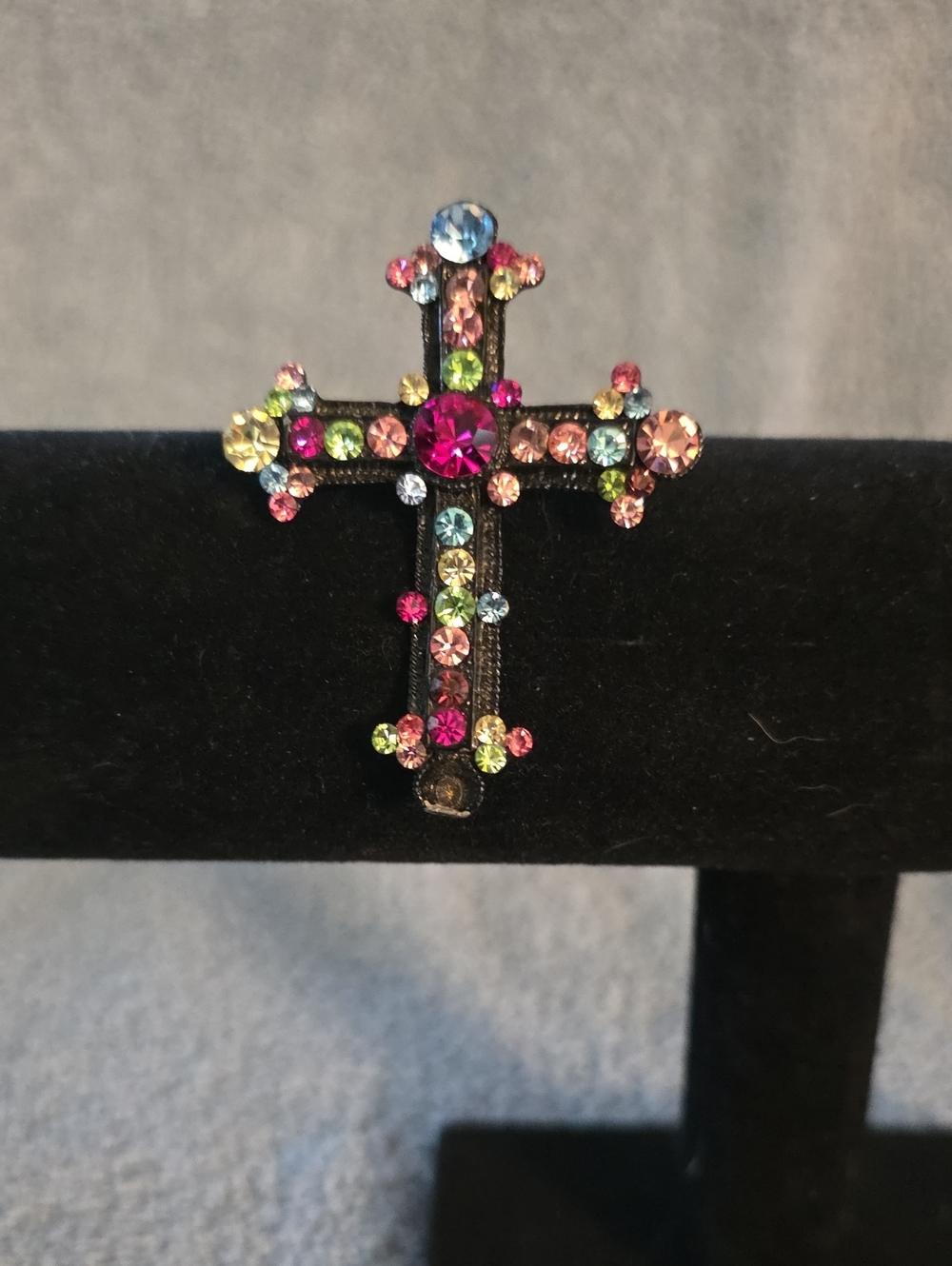Multicolor Crystal Cross Pendant Or Pin - Women's Accessories
